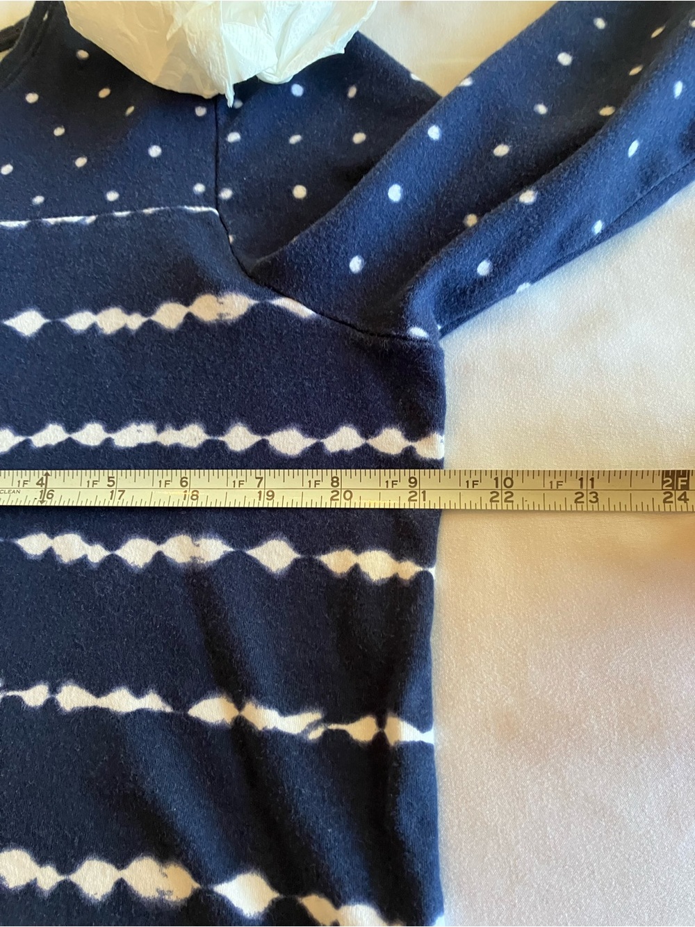 Kim Rogers Navy and White Striped Polka Dot 3/4”Sleeve Top - Picture 4 of 5